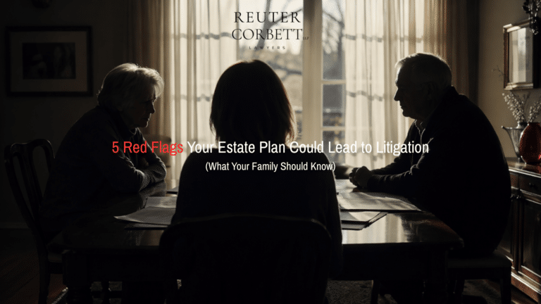 5 Red Flags Your Estate Plan Could Lead to Litigation. A family gathered around a table discussing estate litigation