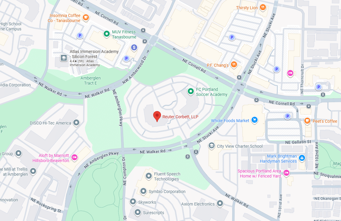 Map to ReuterCorbett office in Hillsboro Oregon